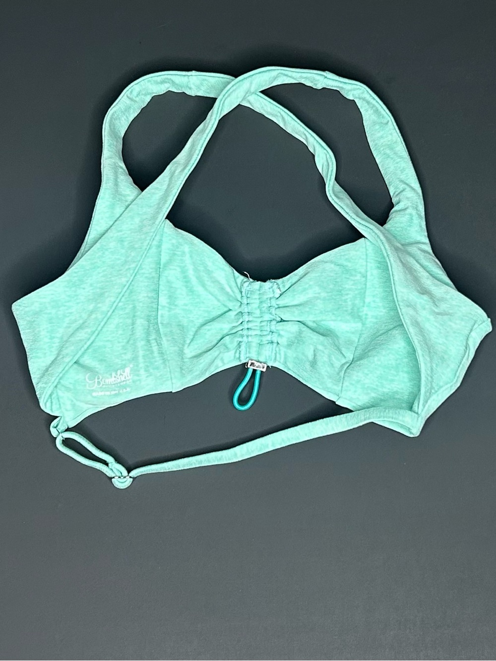 Bombshell Sportswear Mint Oasis Toggluxe Sports Bra with Ruched Front M - Picture 3 of 5